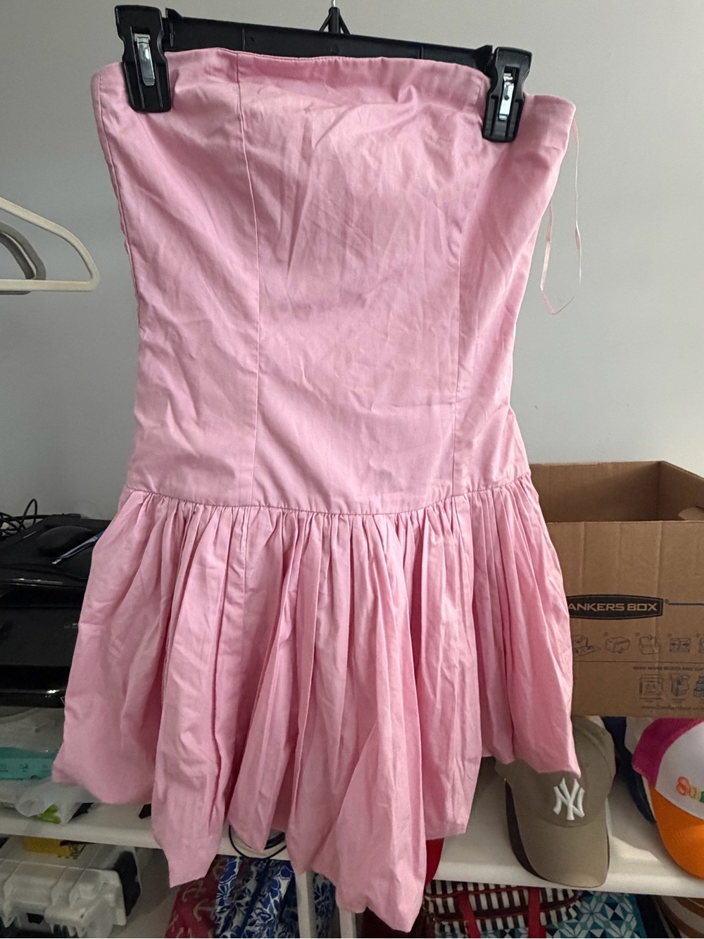 Abercrombie Strapless Pink Pleated Skirt Dress